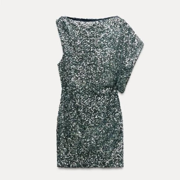 ZARA SEQUIN MINI DRESS - Picture 7 of 10
